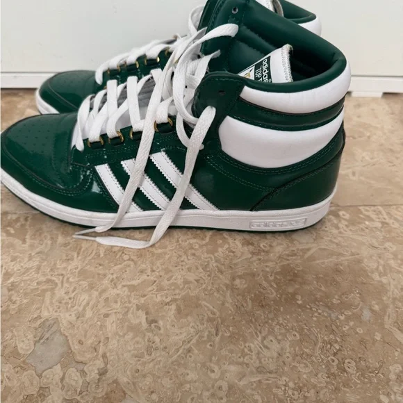 Adidas Men's Dark Green and White Sneakers - Picture 4 of 4